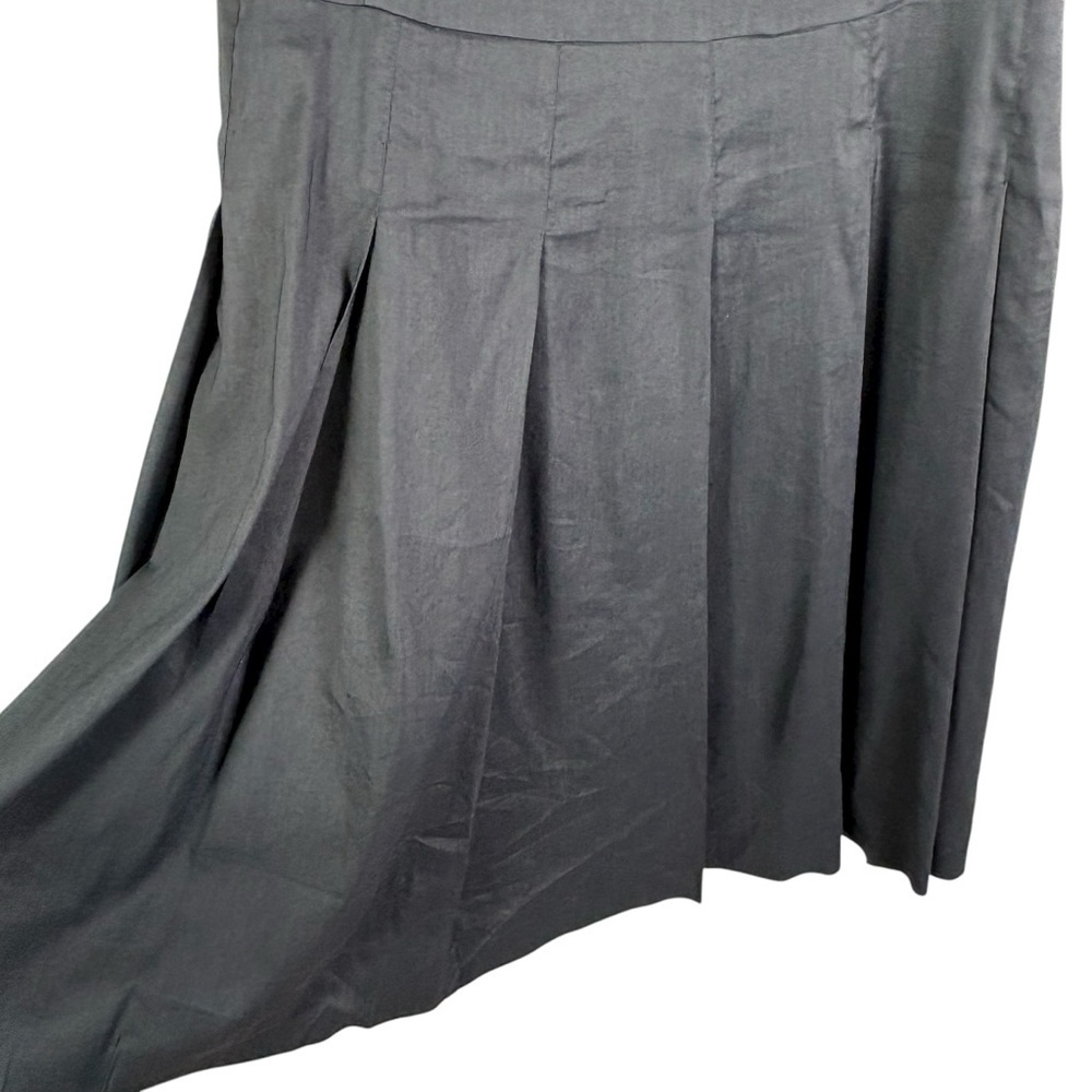 Banana Republic A-Line Linen Blend Dress Size 10 Black Pleated Sleeveless - Picture 3 of 10